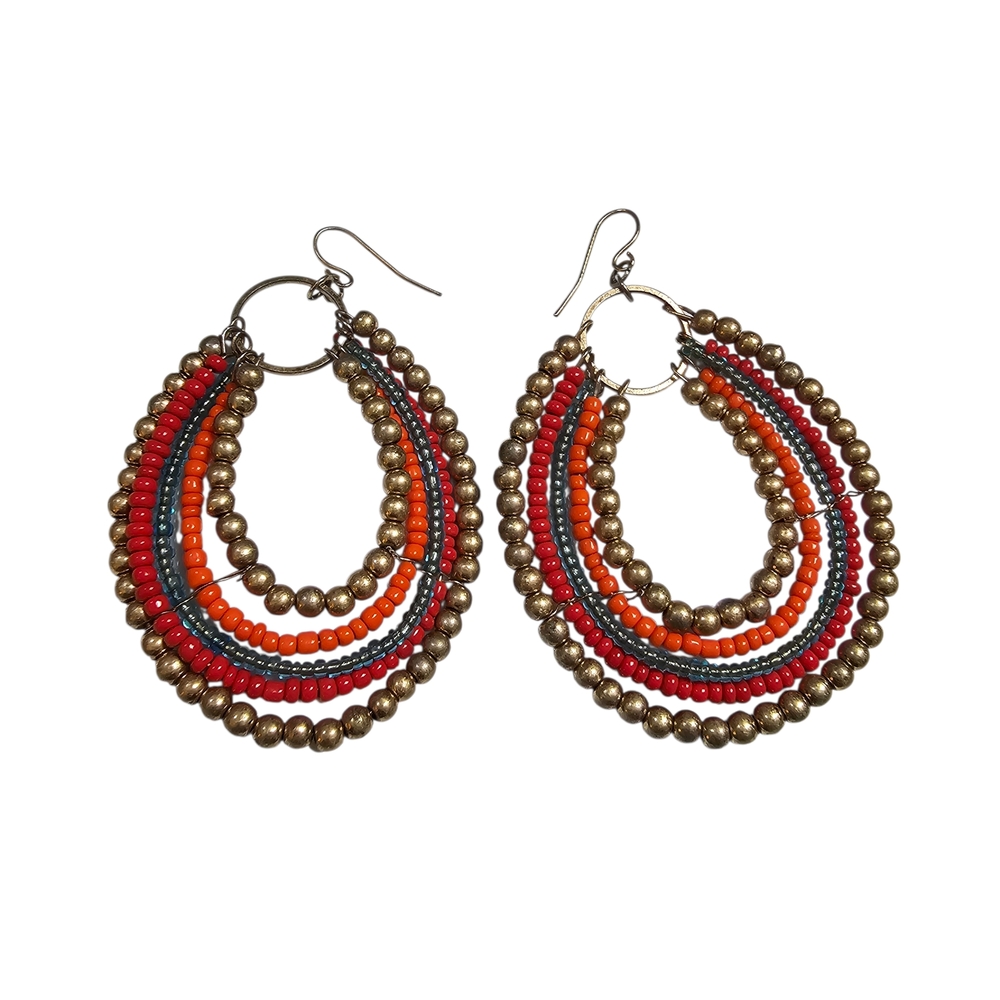Elegant Multicolor Beaded Hoop Earrings